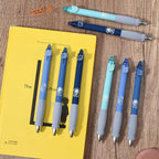 BAYTORY 8Pcs Cute Retractable Erasable Gel Pens, Blue and Black Ink Pen with Eraser Clear, Smooth Writing Comfortable to Use for Note Taking Marking Planner Crossword Puzzles (Blue)