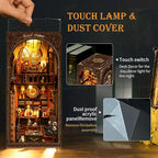 Book Nook Kit for Adults with Dust Cover & LED Light, DIY Miniature House Kit 3D Printed Booknook Wooden Puzzle Dollhouse Bookshelf Insert DIY Craft Model Build Gift for Birthdays, Royal Seamer