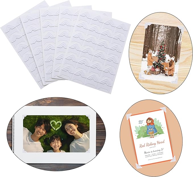240 Pieces Photo Corners Self Adhesive Photo Corner Stickers, Picture Mounting Corners Acid Free Photo Corner for DIY Scrapbook, Album, Picture Frames, Journal Supplies (White)