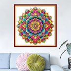 Dimensean Stamped Cross Stitch Kits Full Range of Embroidery Patterns Starter Kits for Beginners Adult or Kids DIY Cross Stitches Needlepoint Kits 11CT-Colorful Mandala 18x18 inch