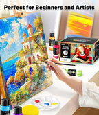 64 PCS Acrylic Paint Set with 12 Brushes, 2 Knives & Palette, 48 Colors (2oz/60ml) Art Craft Paint for Adults Kids Artists Beginners, Halloween Pumpkin Canvas Ceramic Rock Painting Kit