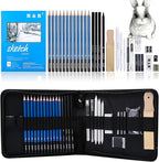 H & B 33 Pieces Drawing Pencils Set, Sketching Pencils Set & Drawing Kit, Includes Sketch Pad, Graphite Pencils, Charcoal Sticks and Eraser, Supplies for Artists/Beginner/Adults