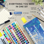 Watercolor Paint Set,100 Colors in Nature Bamboo Box,Portable Water Colors Kit with Papers and Brush Pens,Great for Kids Adults Beginners & Professionals（bamboo）