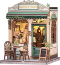 CUTEBEE Book Nook Kit - DIY Miniature House Dollhouse Kit for Adult and Teens, Booknook Bookshelf Decor Alley Model Build with LED Light, Gifts for Family and Friends (Sunny Cafe)