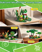 3 in 1 Animals Frog Family Building Set - Animal Figures with 3 Building Options, Create Frog, Turtle or Snail Family - Educational Toy Birthday Gift for Girls and Boys Ages 6+