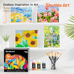 Shuttle Art Acrylic Paint Set, 36 Colors Acrylic Paint with Brushes & Palette, 2oz/60ml Bottles, Rich Pigments Non-toxic for Artists Kids & Adults, Painting on Canvas Rock Ceramic Wood