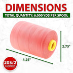 Mandala Crafts 4 Pack of Serger Threads Cones Spools - 20S/2 24000 Yards Polyester Coral Threads for Sergers Machine and Overlock Quilting Sewing Machine