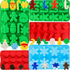 Christmas Silicone Molds Christmas Chocolate Molds Candy Molds for Baking Sweet Treats,Cake Xmas Gift Handmade Soap Candles with Shape of Christmas Tree, Santa Head Party Decoration Red,Green,Blu