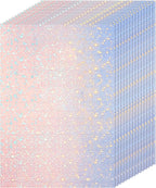 36 Sheets Holographic Sticker Paper Clear A4 Vinyl Sticker Paper Self Adhesive Waterproof Transparent Film Gem Rainbow Star Patterns, 11.7 x 8.3 Inch (Star)