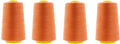 Mandala Crafts 4 Pack of Serger Threads Cones Spools - 20S/2 24000 Yards Polyester Orange Threads for Sergers Machine and Overlock Quilting Sewing Machine