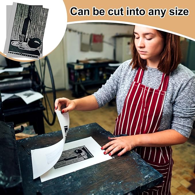 Yeaqee 2 Pcs 12 x 18 Inch Linoleum Block Rubber Carving Block Soft Linocut Blocks Large Linoleum Sheet Unmounted Lino Plates for Engraving Art Project Printmaking Artist Studio Supplies, Gray