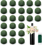 Tessco 36 Pcs Mini Floral Foam Holder Round Floral Foam with Green Arrangement Wire Arrangement Supplies for Table Wedding Wine Bottle Decor