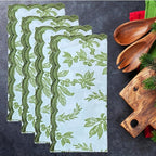 Ridhi Olive Green Hand Block Print Napkins 18" x 18" Set of 4 Reusable Cotton Dinner Napkins for Weddings, Parties & Everyday Dining, Thanksgiving, Christmas, Fall