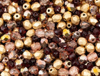 1.8 oz (50g, Approx. 1220 pcs) Mix of Faceted Fire Polished Pressed Czech Glass Beads, Sparkling Shiny Mix BCV