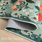 Rugcomf Door Mat Indoor Entrance 2x3 Rug Machine Washable Boho Floral Small Area Rug Non-Slip Low Pile Throw Rugs for Entryway, Kitchen, Front Door Indoor Entrance, Entry, Kids Room (Green)