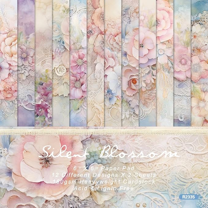 YASMEN 24 Sheets Scrapbook Paper Pads, 6X6 Single-Sided Cardstock Paper, Decorative Craft Paper, Flowers Pattern Paper Pack, DIY Decopodge Papers, Journal Scrapbooking Supplies, Card Making Supplies