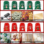 Tapleap Christmas Bags with Drawstring - 50Pcs 4x6 Red and Green Velvet Cloth for Wrapping Dice, Jewelry, Party Favors or Gifts for Friends, Children, Customers