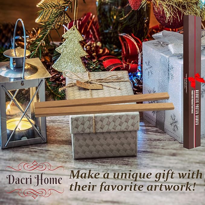 DACRI HOME 70" Magnetic Poster Hanger Frame - Sturdy Teak Wood Poster Frame 70x48 70x50 70x60, Strong Magnets for Easy Hanging Map Picture Canvas Print Scroll Wall Art (70 Inch, Black)