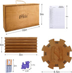 Mexican Train Dominoes Set with 8 Holders, Double 12 Dominos Set for Adults, Mexican Dominoes Train for Kids and Family Game, Mexican Train Games with 91 Colored Tile Dominos and Wooden Box