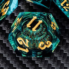 ARUOHHA DND Resin Dice Dragon Eye Dice Liquid Core Red Sharp Edged Dice Set with Gift Box, Polyhedral D and D Dice Set Role Playing Game D20 D12 D10 D8 D6 D4