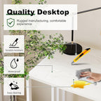 35 inch Small Folding Desk, Writing Gaming Computer Camping Desk for Small Spaces, No Assembly Required Home Office Table, Natural and White