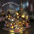 DIY Book Nook Kit - DIY Miniature Dolls House Kit with Furniture and LED Light, 3D Puzzle Wooden Art Bookends, Model Kits for Adults to Build (Holo Demon City)
