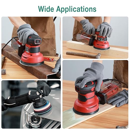 5-Inch 8-Hole Wet Dry Sanding Discs 60 Grit, Polyester Film Backed Heavy-Duty Hook and Loop Sandpaper for Random Orbital Sander, 50-Pack