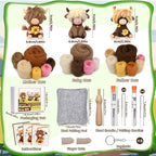 Yizzvb Needle Felting Kit, Highland Cow Family Needle Felt Beginner Kits with Instruction, Wool, Felting Needles, Felting Pad, Wool Felting Kits for Beginners Home Decoration