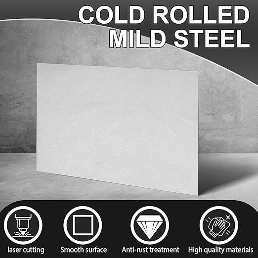 Zonon 2 Pcs 20 Gauge Steel Sheet Metal Cold Roll Steel Sheet 12" x 6" x 0.032" Weldable Metal Roll Steels Plate for DIY Craft Projects Home Auto, Easy to Shape, Weld, Cut and Form