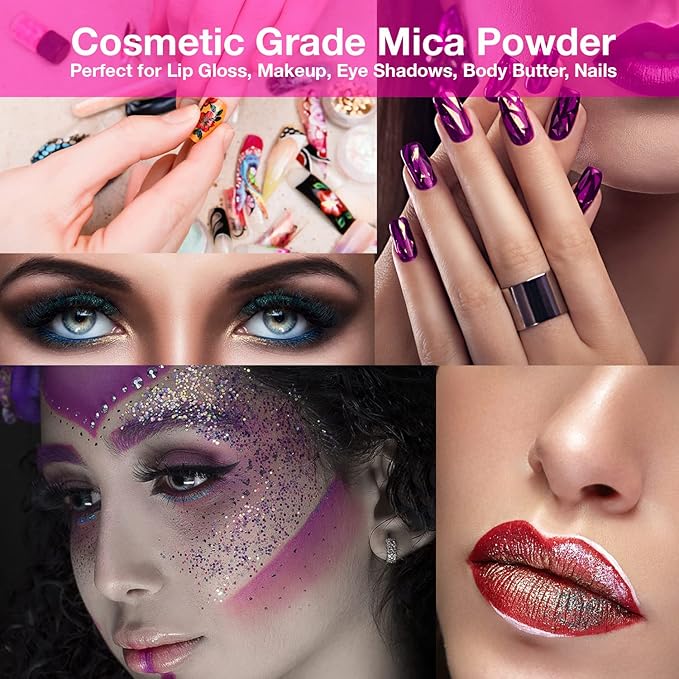 BALTIC DAY - Mica Powder, 100 Colors - 10 Chameleon Mica Powder for Epoxy Resin 10g/Bottle - Resin Colorant for Lip Gloss, Soap Making, Candle, Nail, Bath Bomb, Paint, Car Freshies