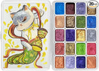Mini Forestry Shifting Watercolor Painting Set, 20 Color Shifting Watercolor Paint Kit, Shimmer Metallic Watercolor Paints, Glitter Watercolor Paint, Solid, DunHuang Style