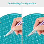 Headley Tools 10"x10" Round Rotating Cutting Mat, Self Healing Mat with 360-Degree Rotation & Anti-Slip Base, Sewing Board Cutting Mat Perfect for Fabric Quilting Leather Hobby Project, Turquoise