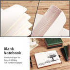 AHGXG Small Blank Pocket Journal Notebook for Men - 256 Numbered Pages B6 Mini Journal, Vintage Soft Leather Hardcover, 80gsm Paper, for Women Work Office School, 4.1'' X 5.7''- Black