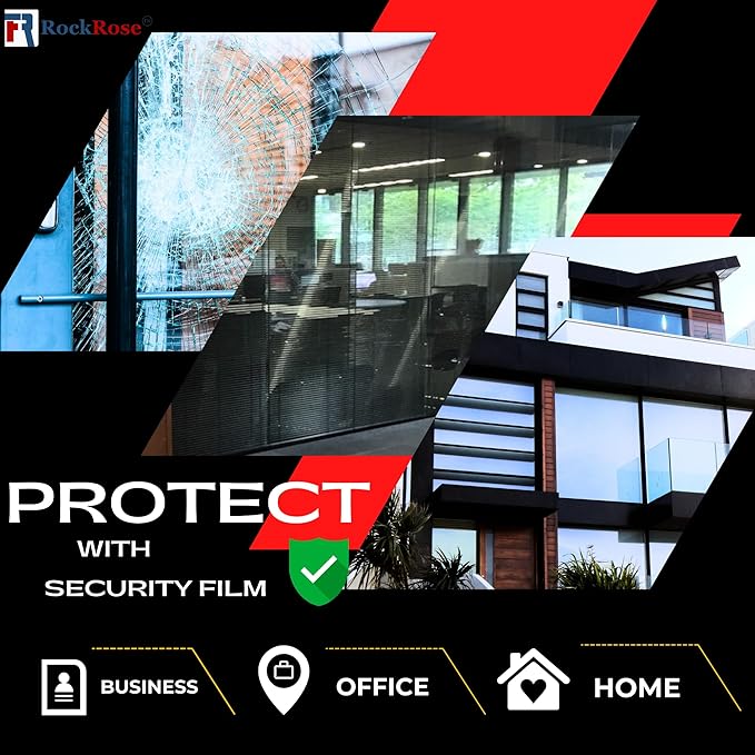 UV 99% Security and Safety 4 Mil Clear Window Film Shatterproof Anti Shatter Tempered Glass Film for Home and Office Windows (Clear, 36 in x 50 FT)