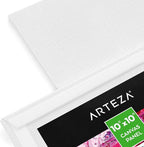 ARTEZA Canvas Boards for Painting, 10 x 10 Inches, Pack of 14, Blank White Square Canvas Panels for Acrylic, Oil and Gouache Painting