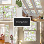3D Stained Glass Window Film, Decorative Window Privacy Film for Bathroom,Front Door,Home, Sun Blocking Heat Control,Static Cling,23.6inch x 35.4inch Pink sprigs