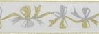 MEEDEE Gold & Silver Christmas Ribbon - 2.5 Inch White Satin with Glittery Bows Pattern - 10 Yards Wired Ribbon for Tree, Garlands & Toppers