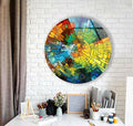 My Photostation.com 15.8''(40cm) Diameter Stained Yellow Round Glass Wall Art Tempered Glass Printing Wall Decor Large Wall Art Wall Hangings