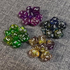 DND RPG Dice Set, Nebula Polyhedral Dice for Dungeons and Dragons, Mystery 7-Piece Set (Green Purple)