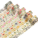 10 Rolls Blooming Flowers Washi Tape Set Floral Arts Adhesive Tapes Colorful Garden Decorative Masking Tape Sets for Craft, Kids, Scrapbook, DIY, Gift Wrapping (2-Romance)