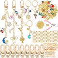 MORWLAT 281 PCS Gold DIY Keychain Making Kit Cute Bag Charm Kit 60 Charms 8 Keychain Clips with Key Ring Swivel Snap Hook Lobster Claw Clasps 200 Jump Ring Jewelry Plier DIY Set Women Craft (60)