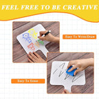 10 Pcs Dry Erase Answer Paddle, 10 x 8 Inch Auction Paddles with Markers and Erasers, Handheld White Board with Handle for Teaching Meeting Bidding Voting Games (Double Sided)