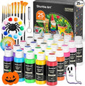 Shuttle Art 25 Colors Outdoor Acrylic Paint Set, 2oz/60ml Waterproof Acrylic Paint with 10 Brushes 1 Palette, Rich Pigmented Paints for Artists, Beginners on Rocks, Wood Crafts, Garden Statues
