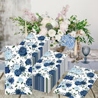 60 Pack 3 Styles Floral Napkins-Blue Party Supplies Vintage Flower Paper Napkins Tea Party Decorations for Birthday,Baby Shower, 12.9 * 15.7 inch