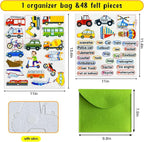 Felt Transportation Vehicles Learning Pieces,48 Felt Flannel Board Pieces,Air Land Sea Airplane Learning for Toddlers for Kindergarten,Preschool,Toddlers