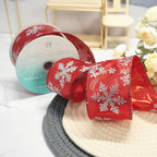 CT CRAFT LLC Red Metallic with Silver Glitter Snowflake Wired Ribbon 2.5 Inch x 25 Yards for Christmas Home Decor Tree Topper Bow Gift Wrapping DIY Crafts Wreath Garland