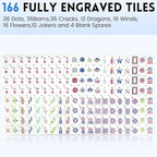 American Mahjong Tile Set,166 Tiles White Blue Melamine Tiles,Mahjong Game Set with Portable Travel case