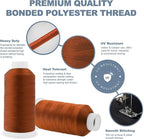 Mandala Crafts Burnt Orange Heavy Duty Thread - 1500 Yds Tex 70 Thread for Sewing Drapery Jeans Leather Hair Outdoor Marine Upholstery