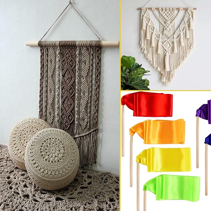 Wooden Dowel Rods Wood Dowels for Crafts, 6 PCS 3/4 x 15 Round Macrame Wooden Sticks for Crafting, Unfinished Hardwood Sticks for Arts and DIYers, Tiered Cake Support, Closets, Wedding Ribbon Wands