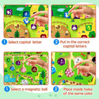 2 in 1 Magnetic Color and Number Maze Magnet Alphabet Counting Double Sided Board Wood Puzzle Fine Motor Skills Montessori Preschool Toys Gifts for Boys and Girls 3-5 Age (Big Zoo, One Size)